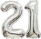 21 Number Balloons Silver 12 or 21 Balloons Number 40 Inch Number 21 Foil Mylar Balloons (S-number 12)